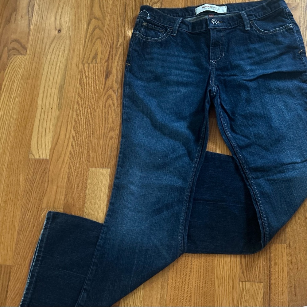 VINTAGE Mossimo Denim Low Rise Super Flare Jeans Dark Wash 90s/2000s Y2K Size 15